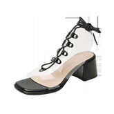 Sexy Transparent Straps Lace-Up Sandals